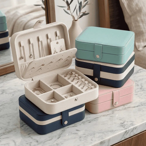 Portable Leather Jewelry Organizer Box