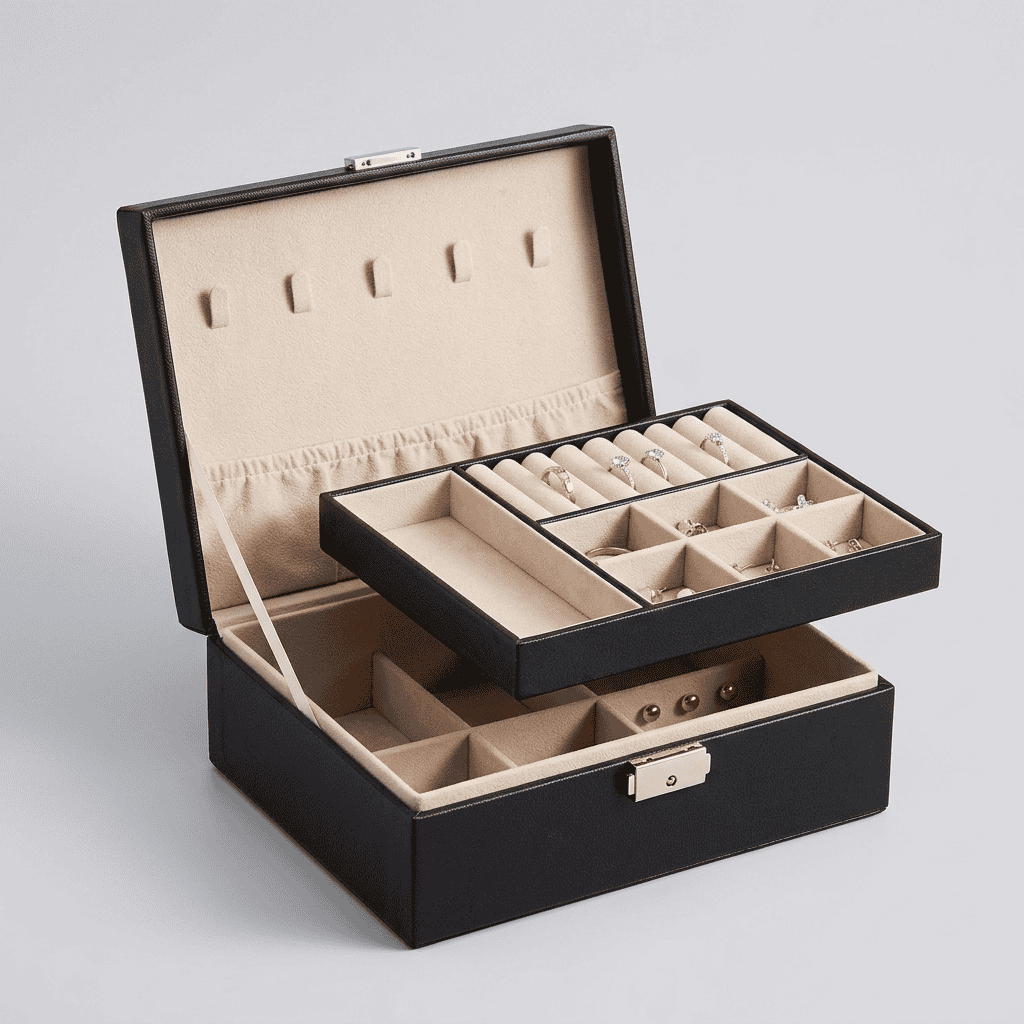 2-Layer Leather Jewelry Box