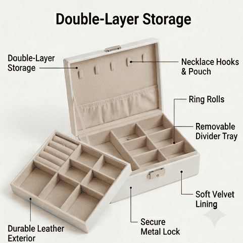 2-Layer Leather Jewelry Box
