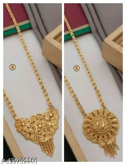 Bhumi09 Attarctive ( Buy 1 Get 3 Free ) Actress New Arrival Design Traditional Allure Fancy Traditional Stylish Stylish Gold Plated Mangalsutra For Women Stylish (T0J95)