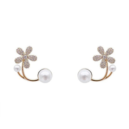 Shining Diva Fashion Latest Stylish White Pearl Flower Earrings for Women and Girls (NQ9kh)