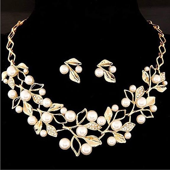 YouBella Jewellery Sets for Women Stylish Latest Pearl Studded Choker Necklace Jewellery set with Earrings For Girls/Women (0HqIz)