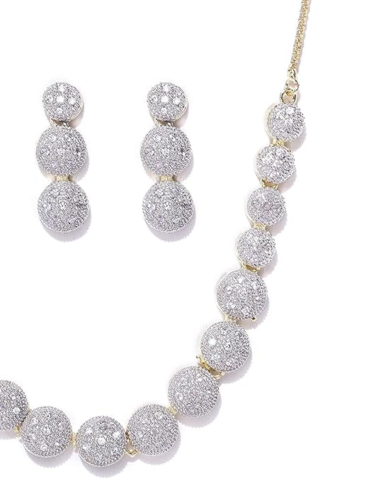 YouBella Jewellery Set for Women American Diamond Combo of Choker Necklace Set with Earrings, Bracelet and Ring for Girls and Women (Z3lpC)