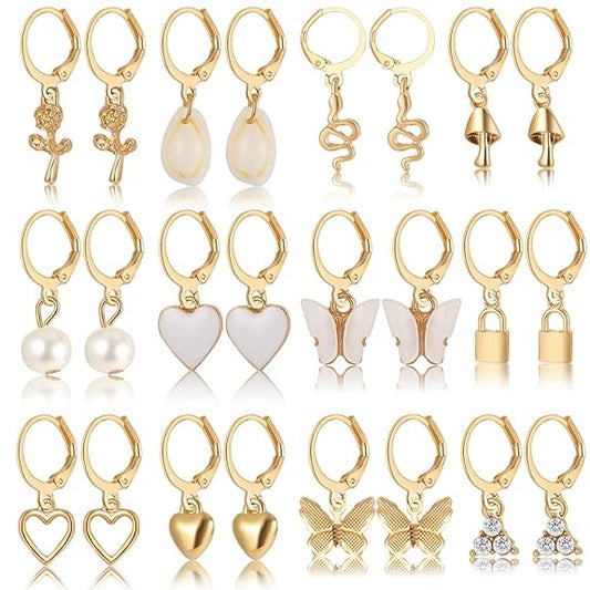 Shining Diva Fashion 12 Pairs Combo Set Latest Stylish Drop Earrings for Women and Girls (G0yoS)