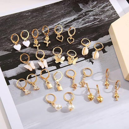 Shining Diva Fashion 12 Pairs Combo Set Latest Stylish Drop Earrings for Women and Girls (G0yoS)