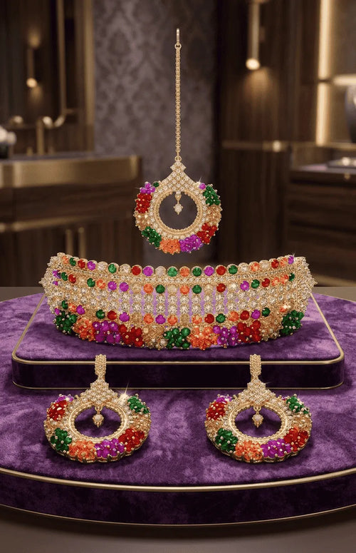 9 Ratan Colorful Choker Set