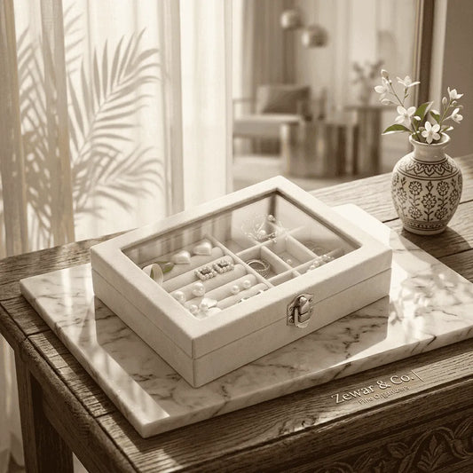 Premium Velvet Glass Jewellery Box