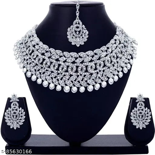 Rhodium Plated Jewellery Set White Austrian Diamond (GA3kC)