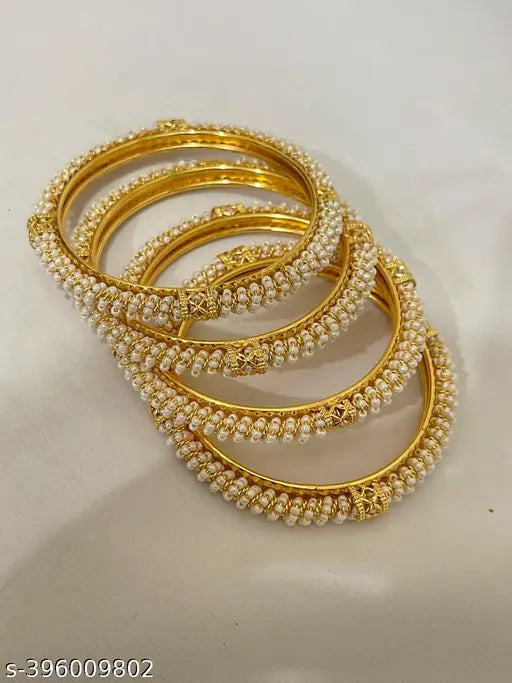 PEARLS WORK GOLD BANGLE 4PCS SET (TLA5N)