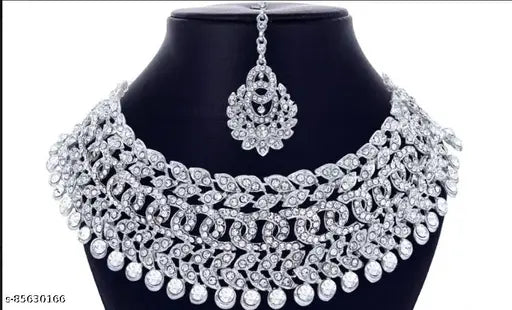 Rhodium Plated Jewellery Set White Austrian Diamond (GA3kC)