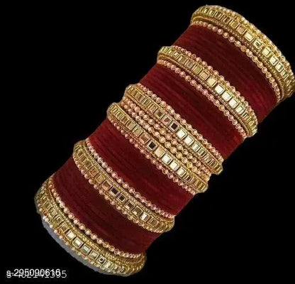 N.K. Glass Industries present be@utiful Maroon Colour Metal Bangle wedding chooda set for Women & Girls (bLTK0)