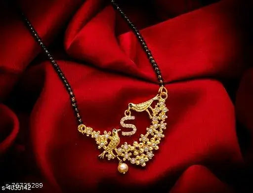 Elegant Gold Plated Sparrow Design With Alphabet Letter Mangalsutra (dREgv)