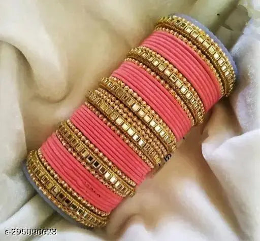 N.K. Glass Industries present be@utiful Maroon Colour Metal Bangle wedding chooda set for Women & Girls (bLTK0)