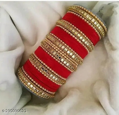 N.K. Glass Industries present be@utiful Maroon Colour Metal Bangle wedding chooda set for Women & Girls (bLTK0)