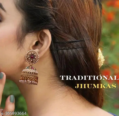 Antique Designer Oxidized Rajwadi Jhumka Earrings for beautiful girls & women (28AS0)